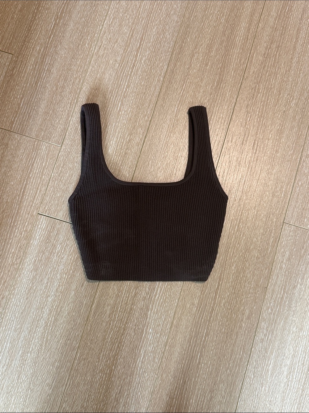Aritzia Black Ribbed Square-Neck Crop Tank